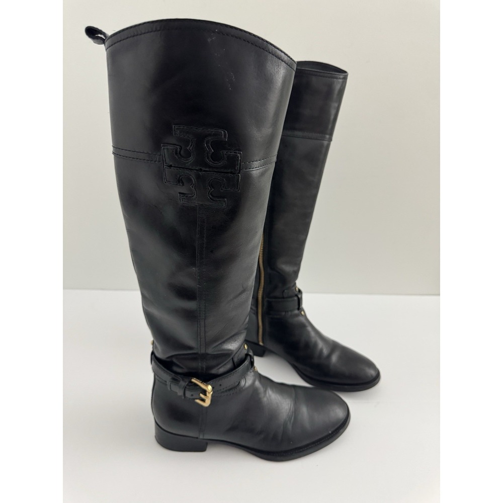 Tory Burch Blaire Size 6 M‎ Leather Womens Riding Boots Black